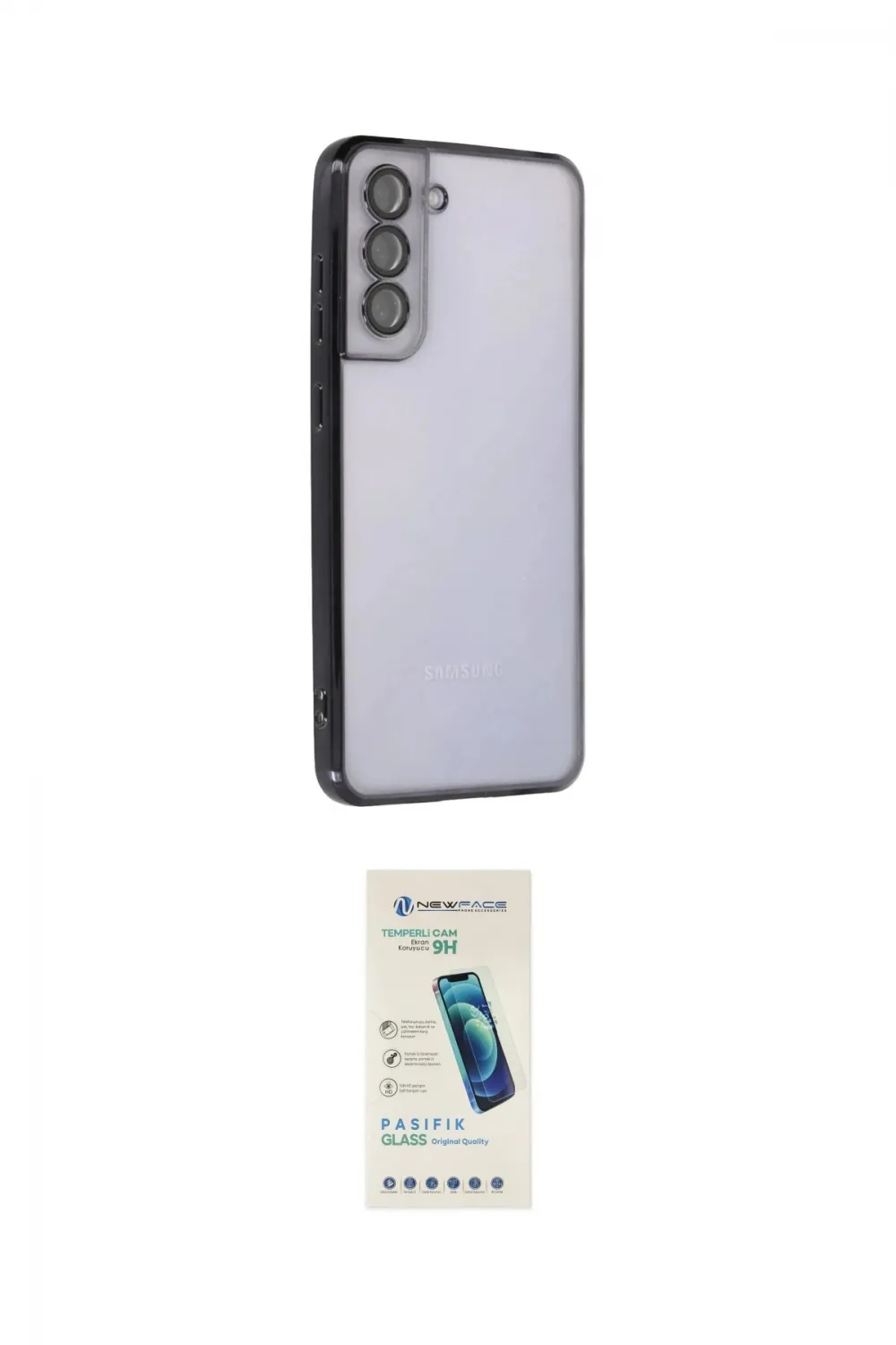 ieg™ Galaxy S21 FE Kılıf Vadi Minimal - Şeffaf Pasifik Cam Ekran Koruyucu