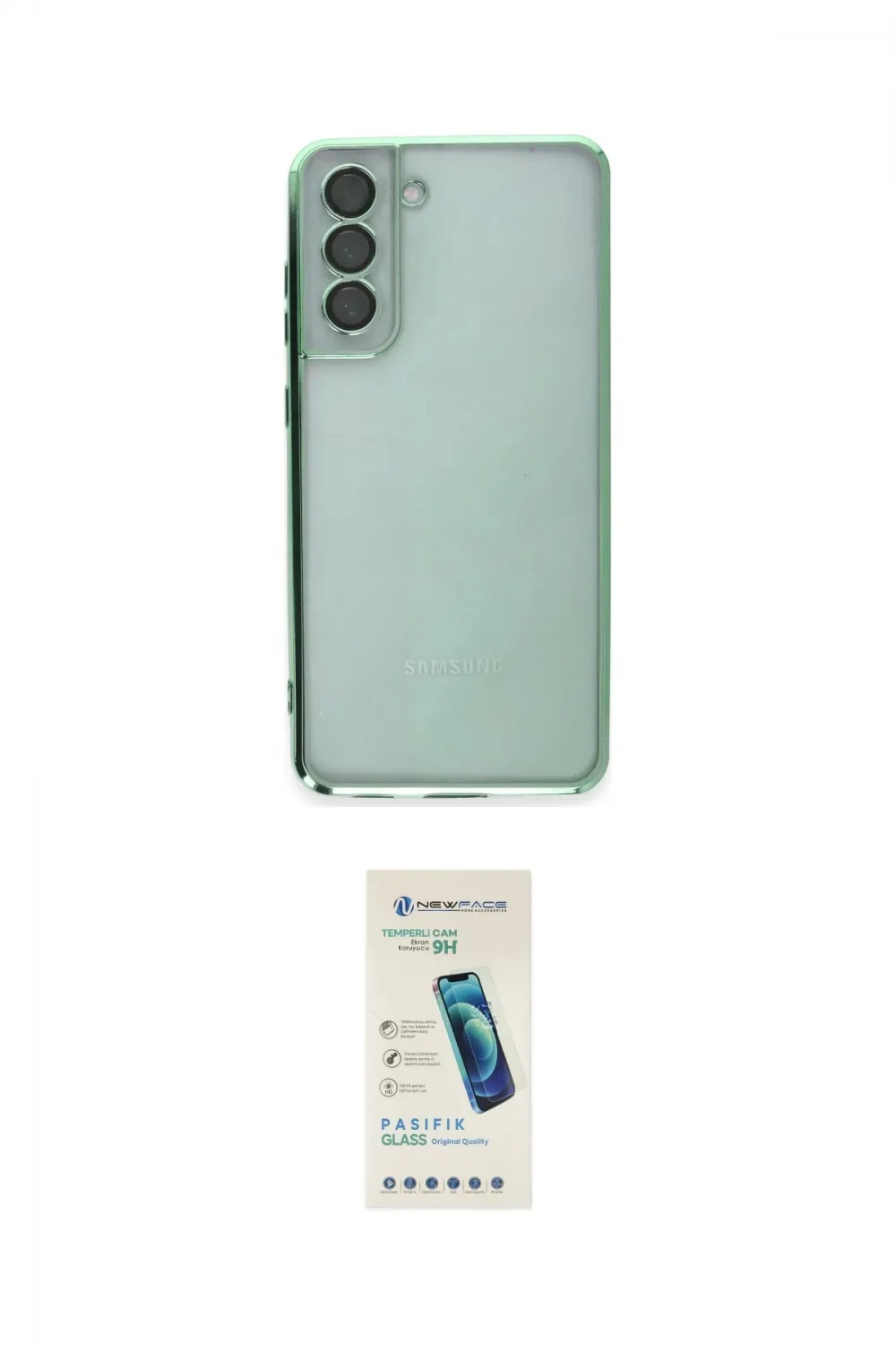ieg™ Galaxy S21 FE Kılıf Vadi Minimal - Şeffaf Pasifik Cam Ekran Koruyucu