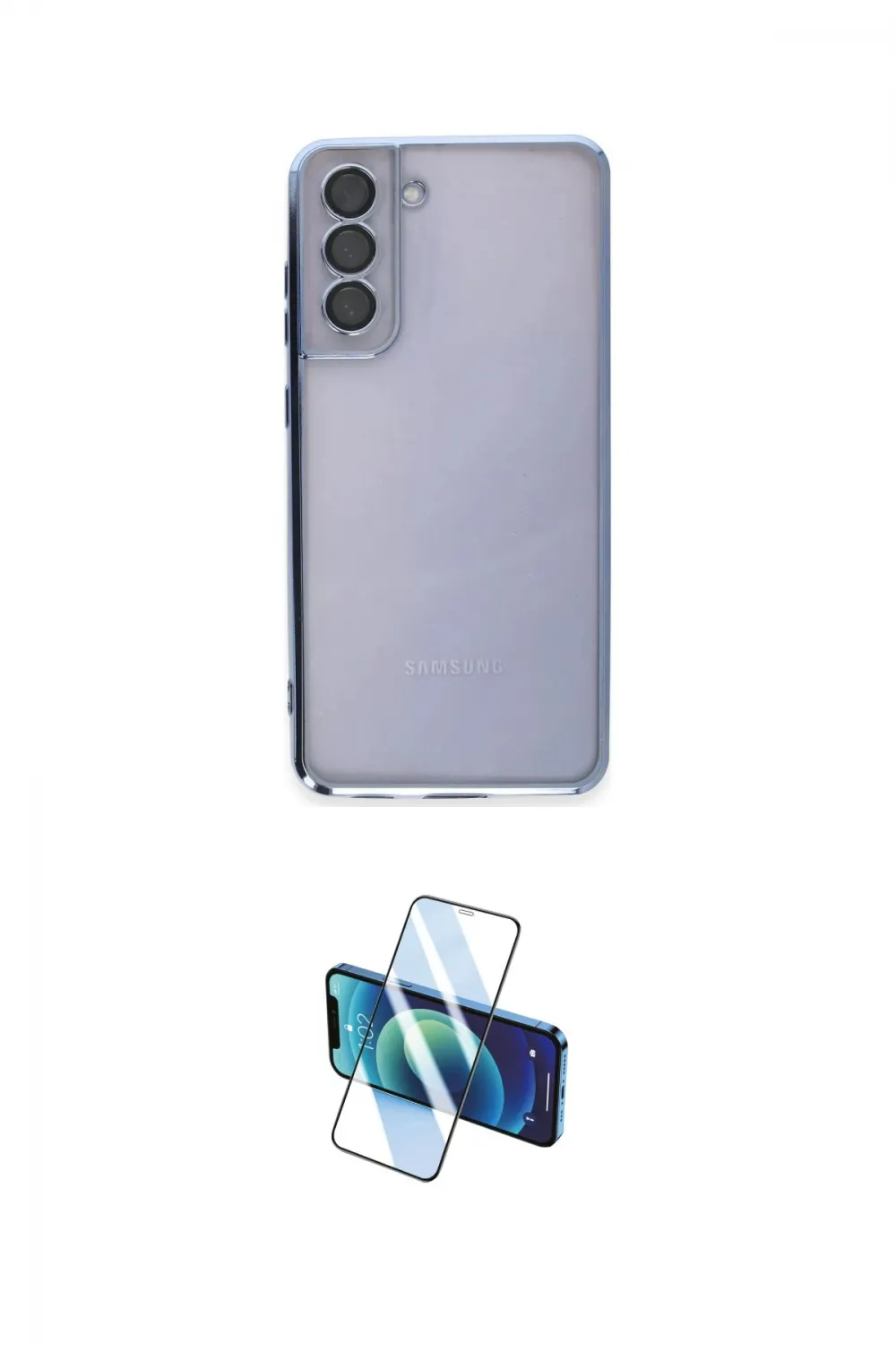 ieg™ Galaxy S21 FE Kılıf Vadi Minimal - Siyah 3D Antistatik Cam Ekran Koruyucu