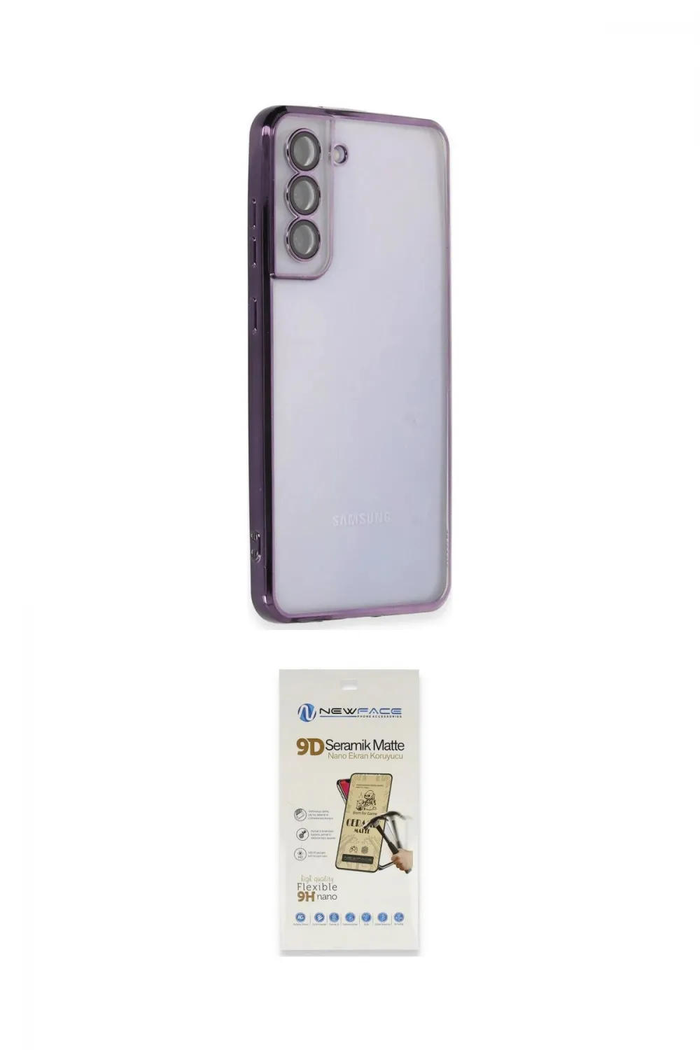 ieg™ Galaxy S21 FE Kılıf Vadi Minimal - Siyah Mat Seramik Nano Ekran Koruyucu