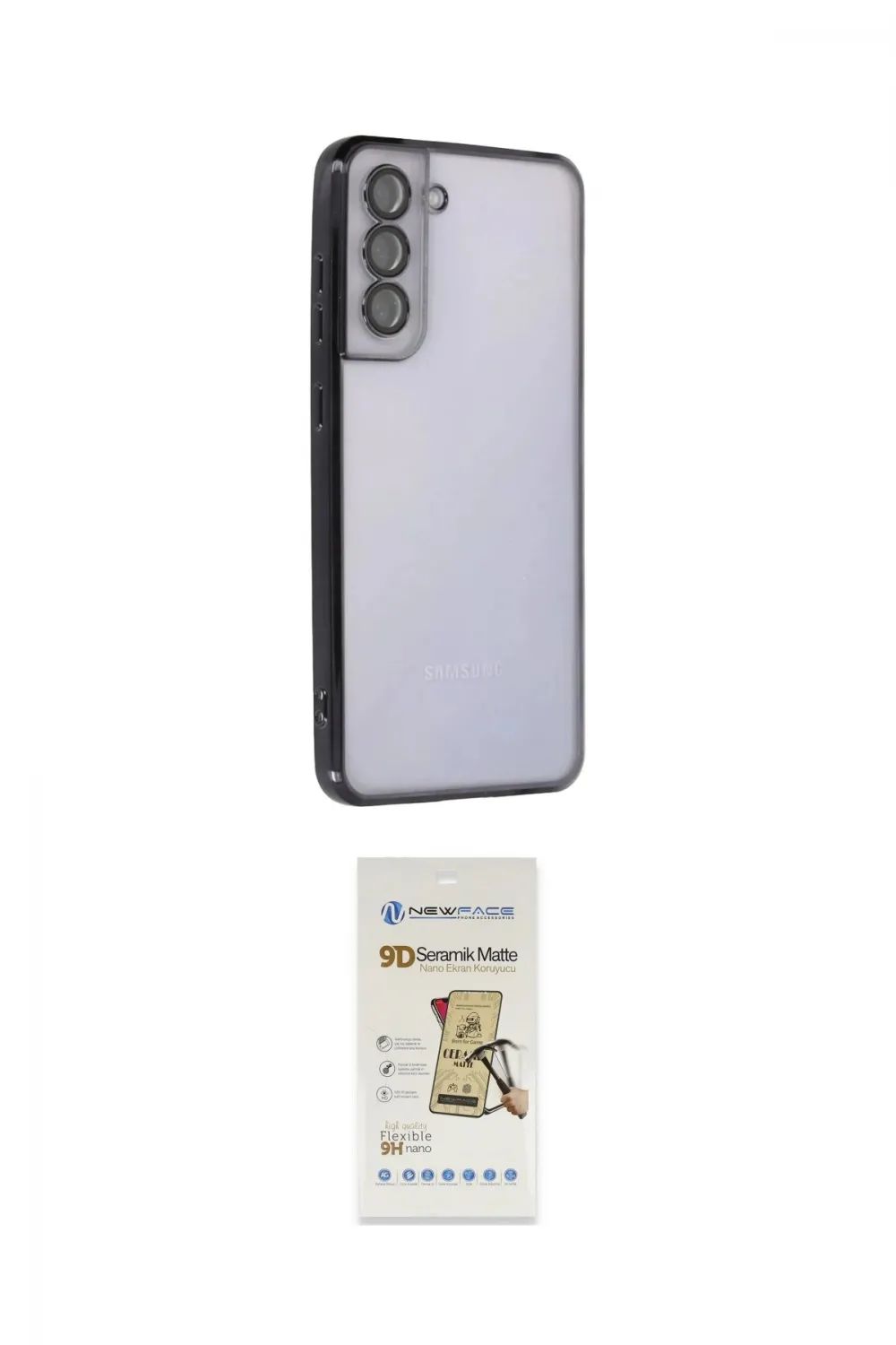 ieg™ Galaxy S21 FE Kılıf Vadi Minimal - Siyah Mat Seramik Nano Ekran Koruyucu