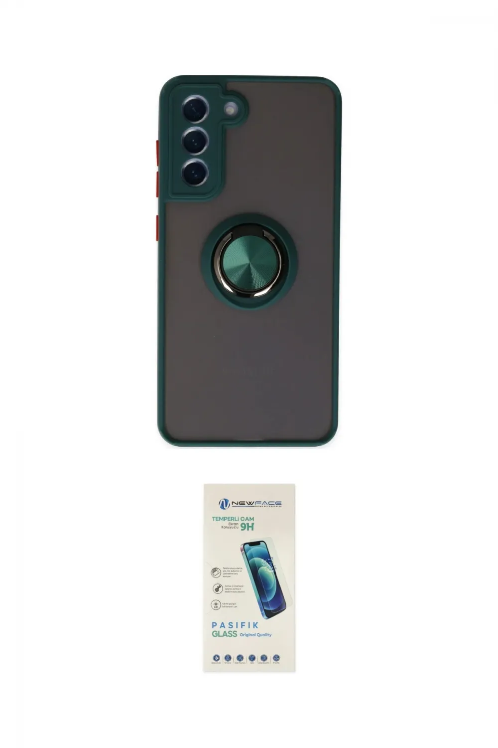 ieg™ Galaxy S21 FE Kılıf Yörünge Çizgi - Şeffaf Pasifik Cam Ekran Koruyucu