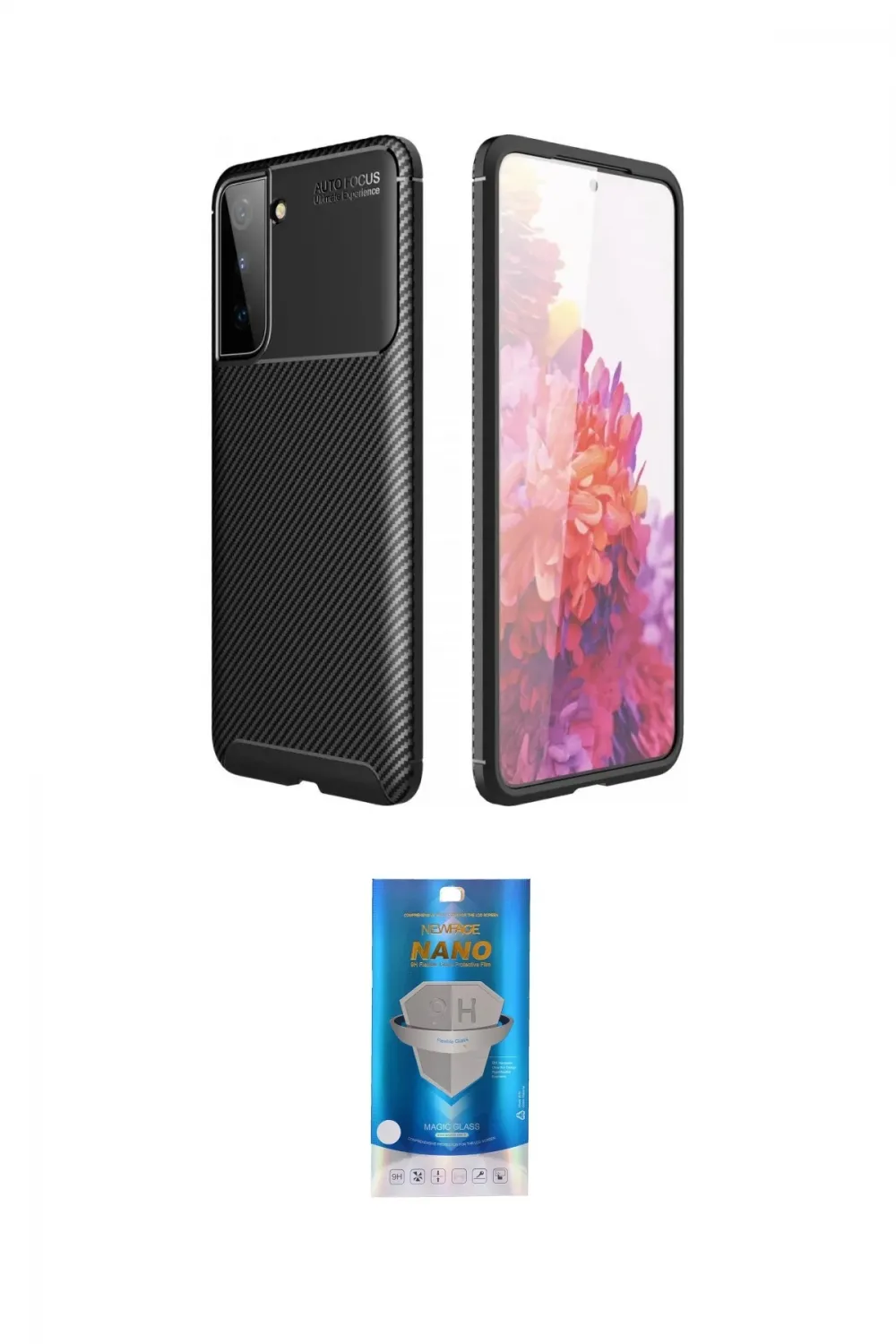 ieg™ Galaxy S21 Plus Kılıf Eksen Form Prime - Şeffaf Royal Nano Ekran Koruyucu