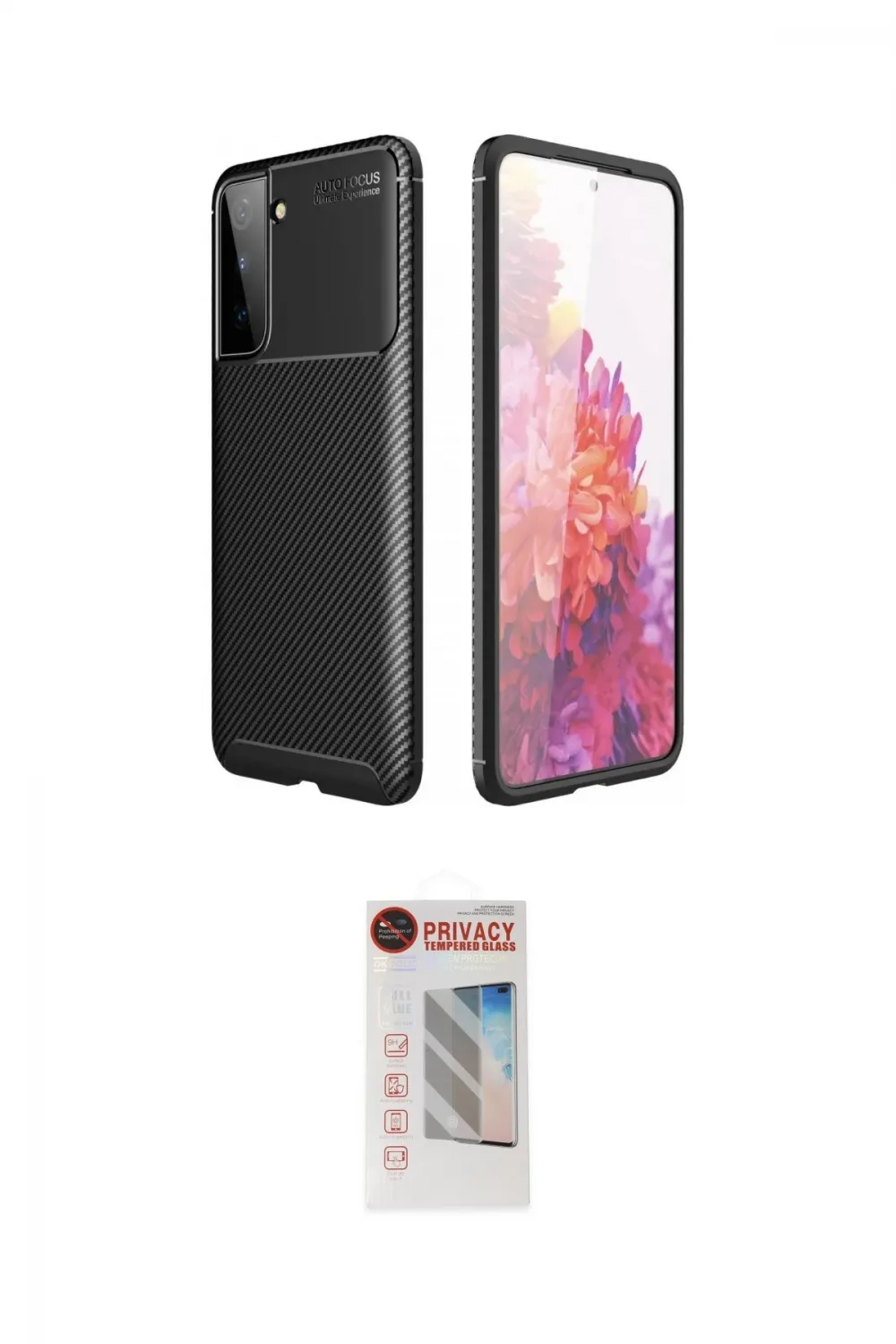 ieg™ Galaxy S21 Plus Kılıf Eksen Form Prime - Siyah Hayalet Edge Cam Ekran Koruyucu