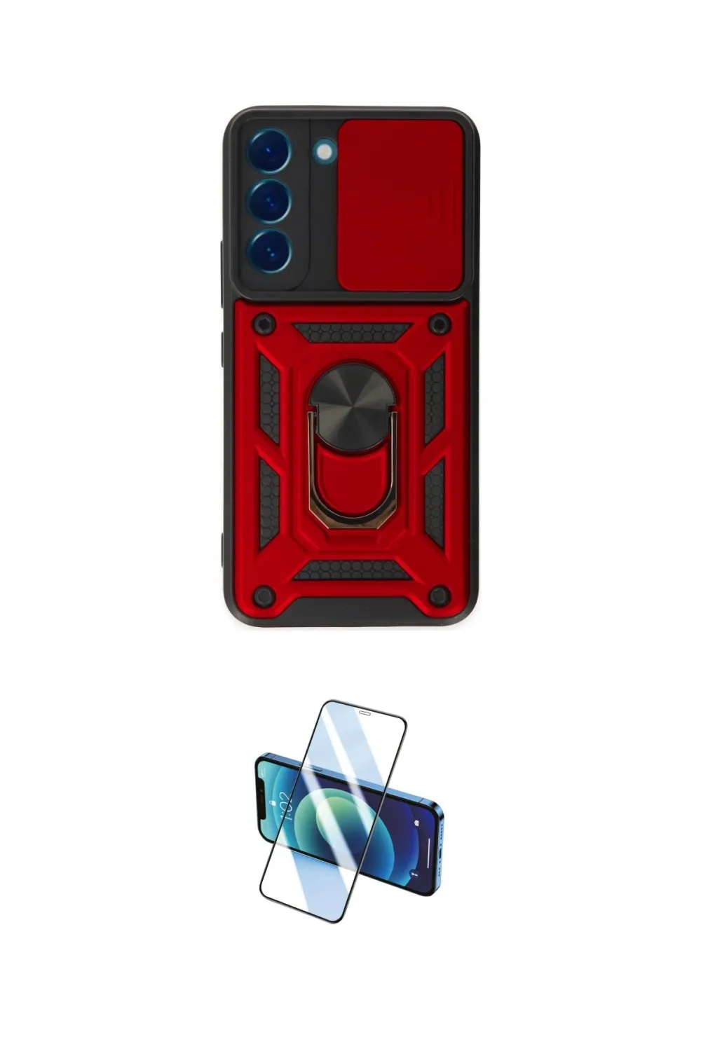 ieg™ Galaxy S22 Kılıf Ahenk Klasik - Siyah 3D Antistatik Cam Ekran Koruyucu