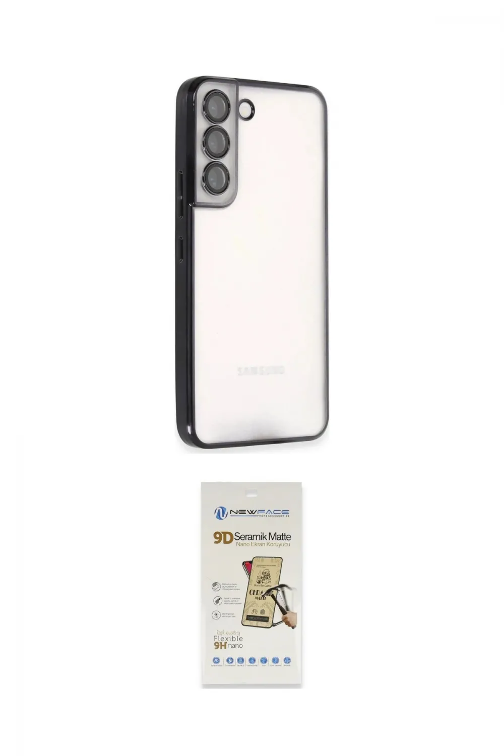 ieg™ Galaxy S22 Kılıf Vadi Minimal - Siyah Mat Seramik Nano Ekran Koruyucu