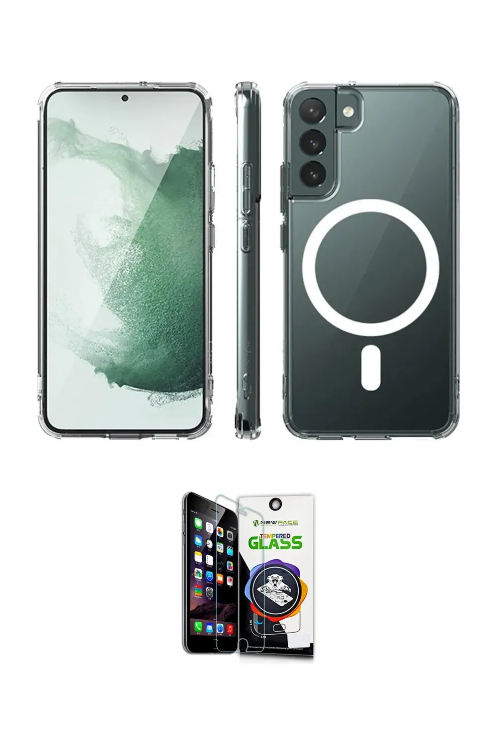 ieg™ Galaxy S22 Plus Kılıf Ahenk Yansıma Prime - Şeffaf Temperli Cam Ekran Koruyucu