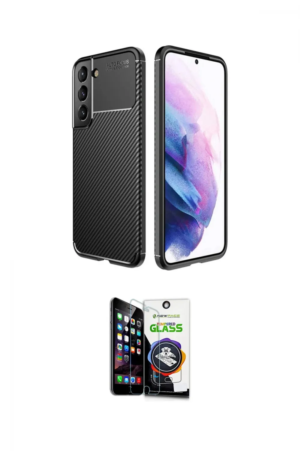 ieg™ Galaxy S22 Plus Kılıf Eksen Form Prime - Şeffaf Temperli Cam Ekran Koruyucu