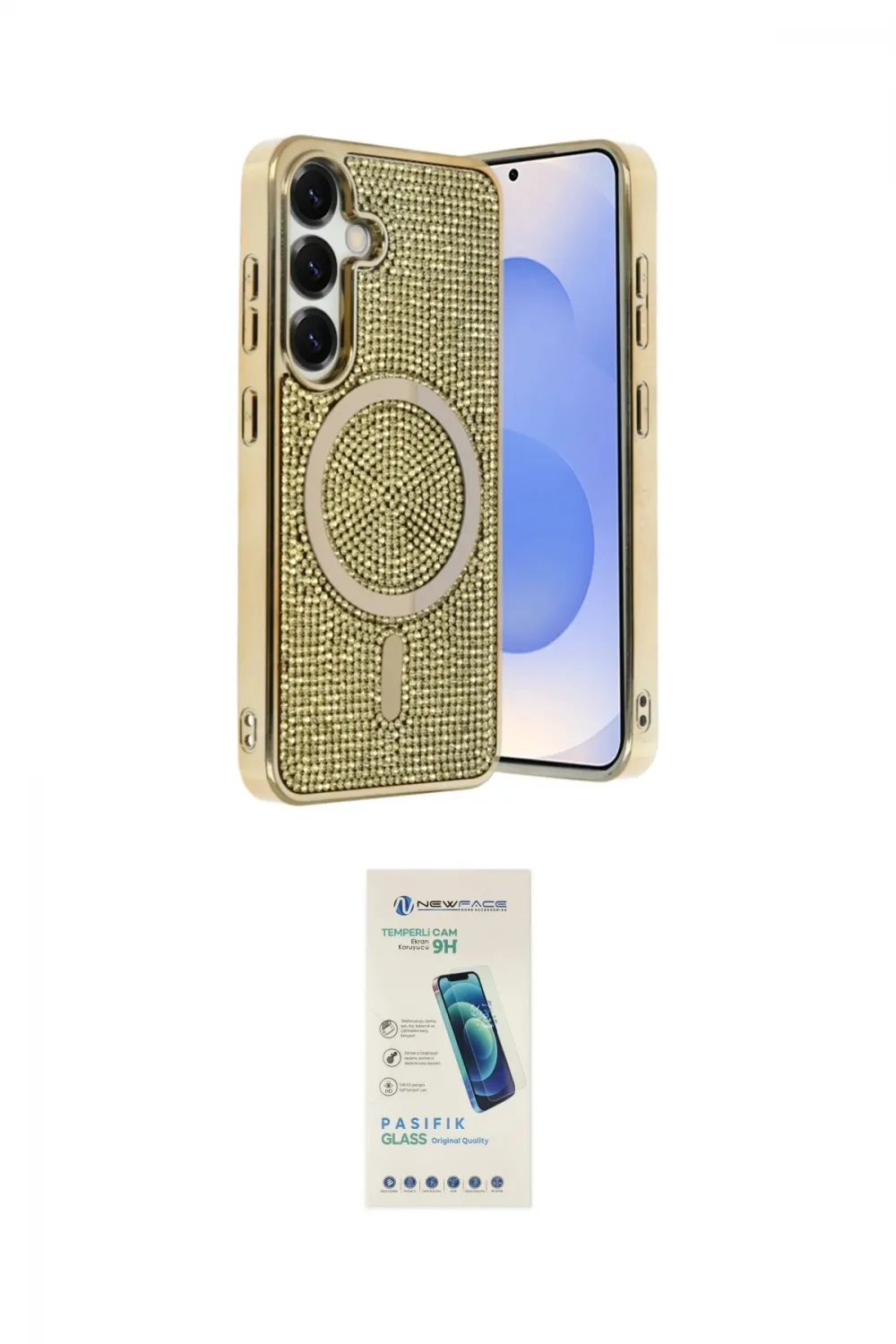 ieg™ Galaxy S23 FE Kılıf Eksen Çizgi - Şeffaf Pasifik Cam Ekran Koruyucu