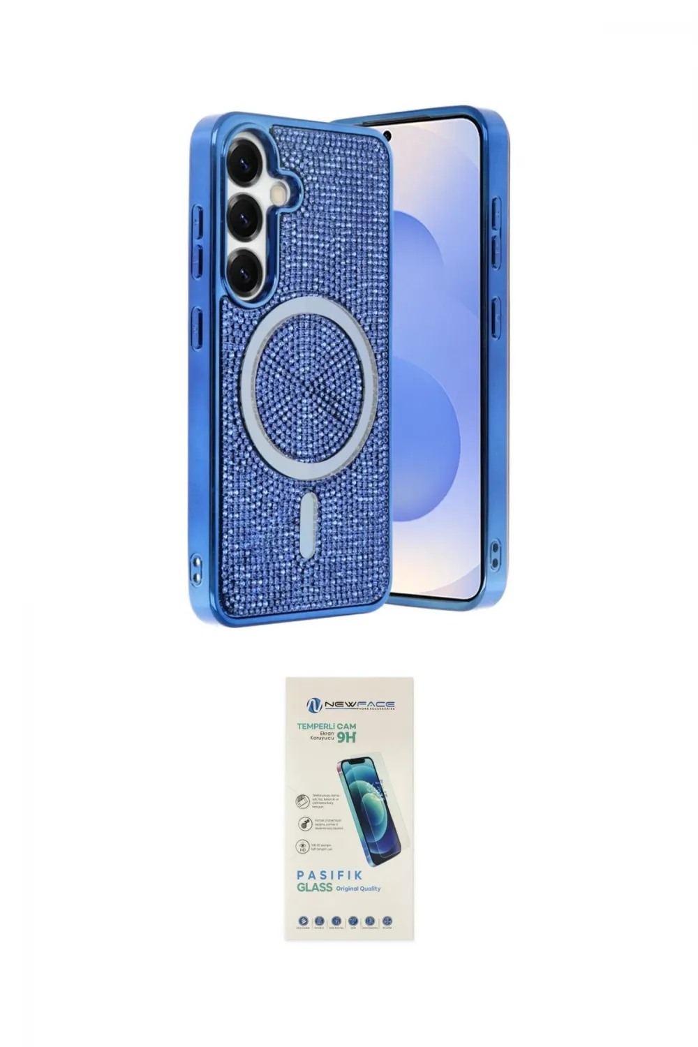 ieg™ Galaxy S23 FE Kılıf Eksen Çizgi - Şeffaf Pasifik Cam Ekran Koruyucu