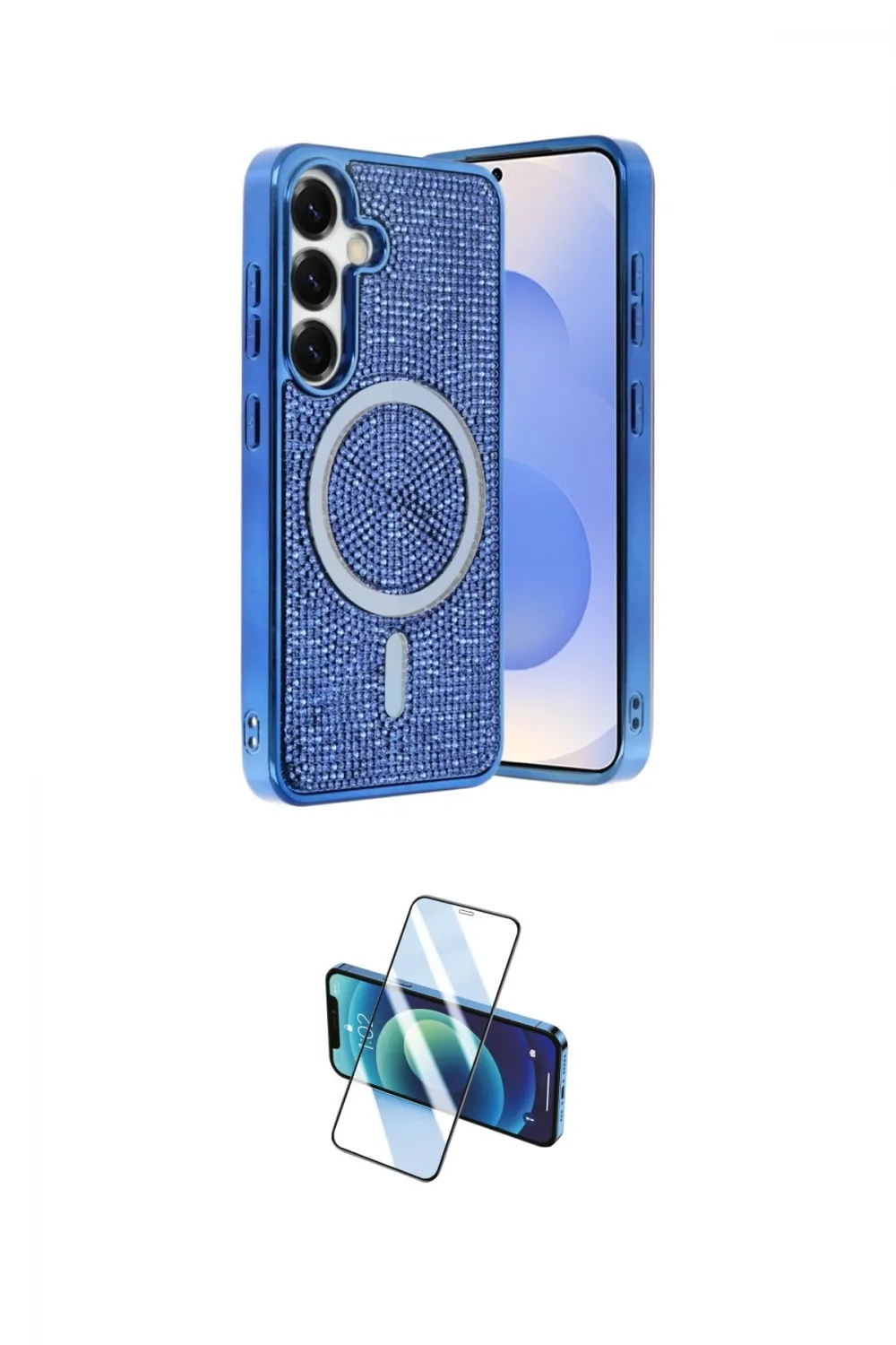 ieg™ Galaxy S23 FE Kılıf Eksen Çizgi - Siyah 3D Antistatik Cam Ekran Koruyucu