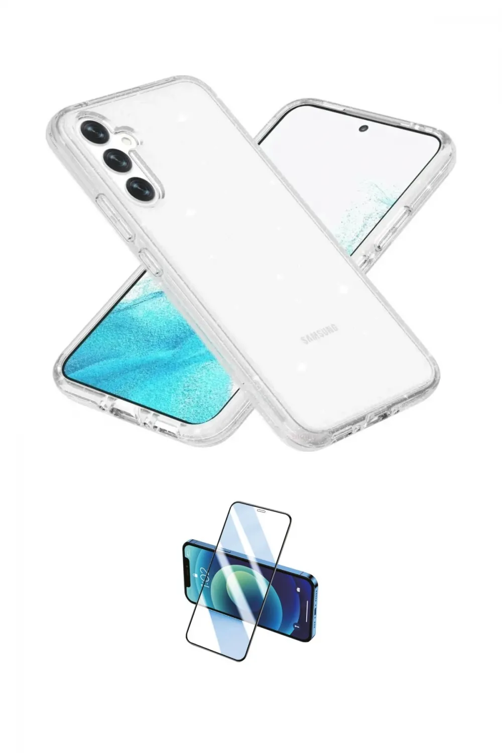 ieg™ Galaxy S23 FE Kılıf Nova Asil Prime - Siyah 3D Antistatik Cam Ekran Koruyucu