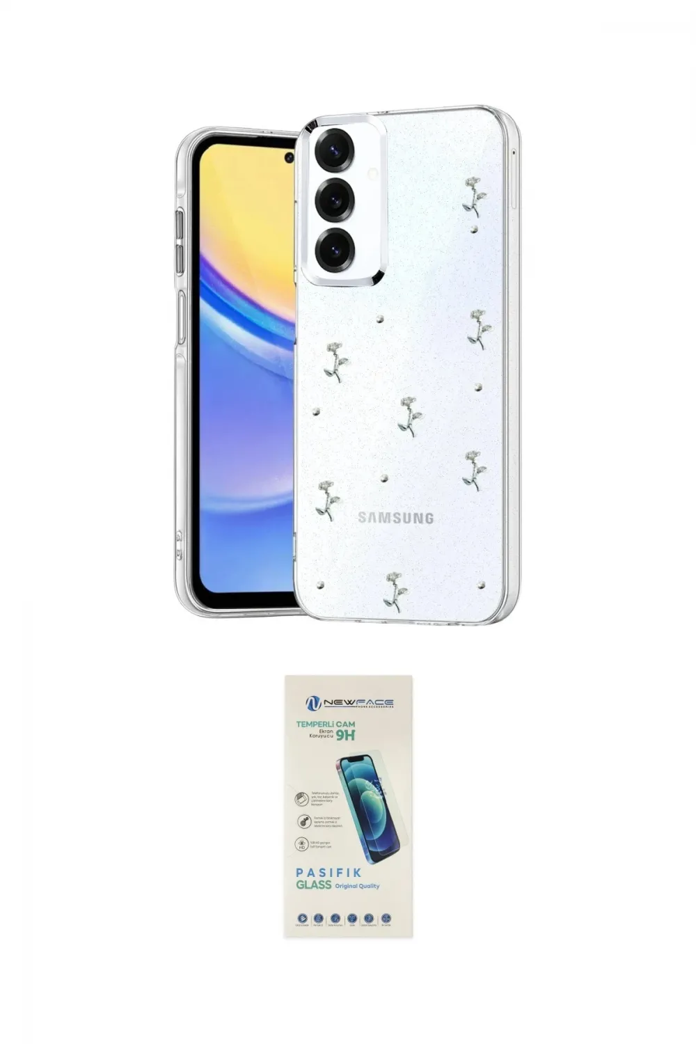 ieg™ Galaxy S23 FE Kılıf Yörünge Form - Şeffaf Pasifik Cam Ekran Koruyucu