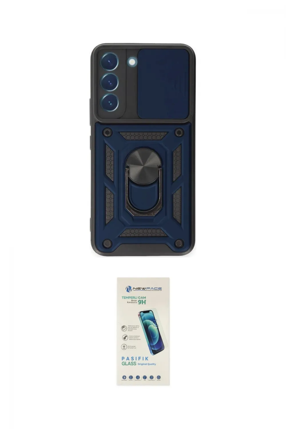 ieg™ Galaxy S23 Kılıf Ahenk Klasik - Şeffaf Pasifik Cam Ekran Koruyucu