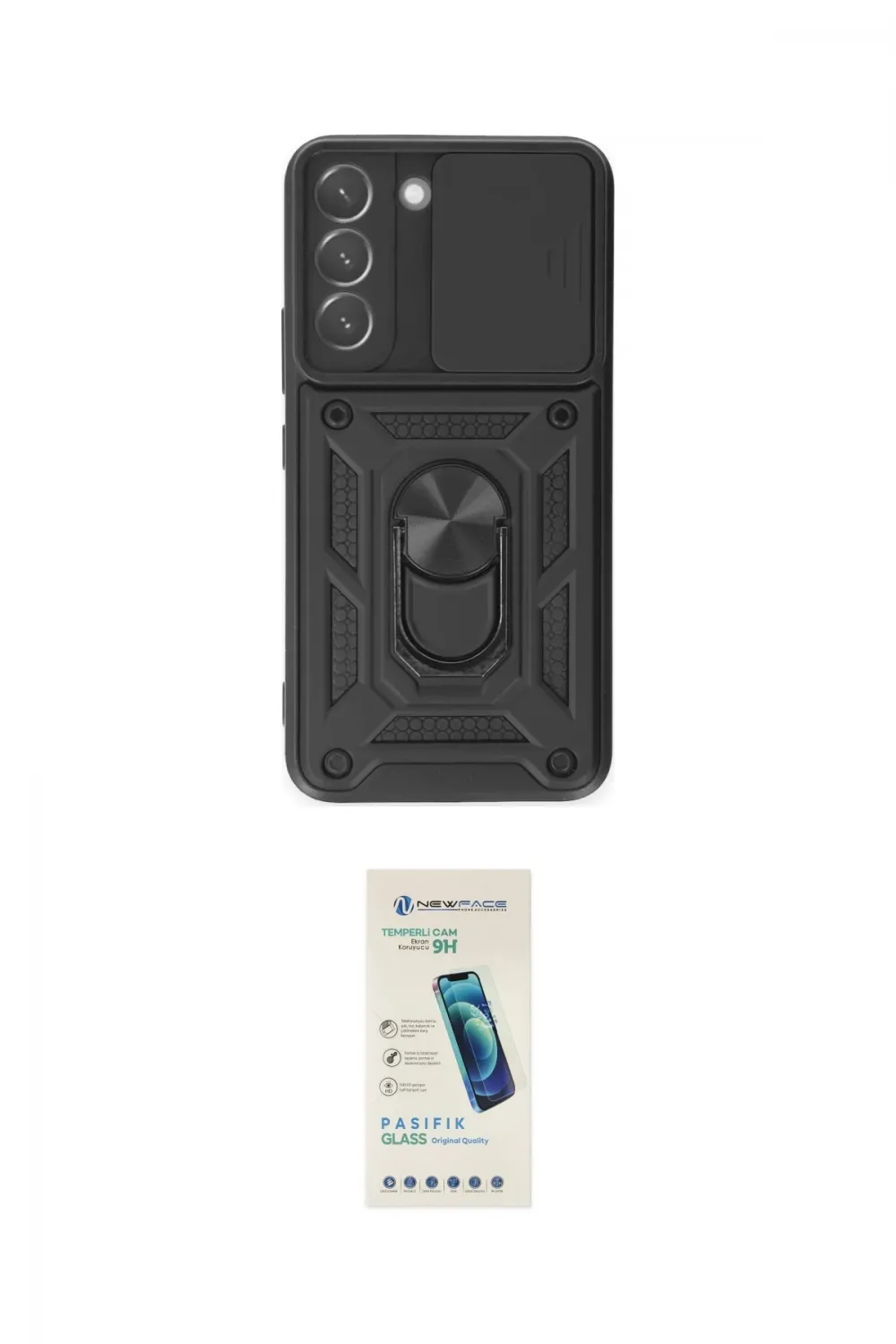 ieg™ Galaxy S23 Kılıf Ahenk Klasik - Şeffaf Pasifik Cam Ekran Koruyucu