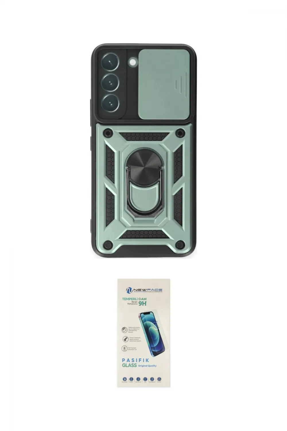 ieg™ Galaxy S23 Kılıf Ahenk Klasik - Şeffaf Pasifik Cam Ekran Koruyucu