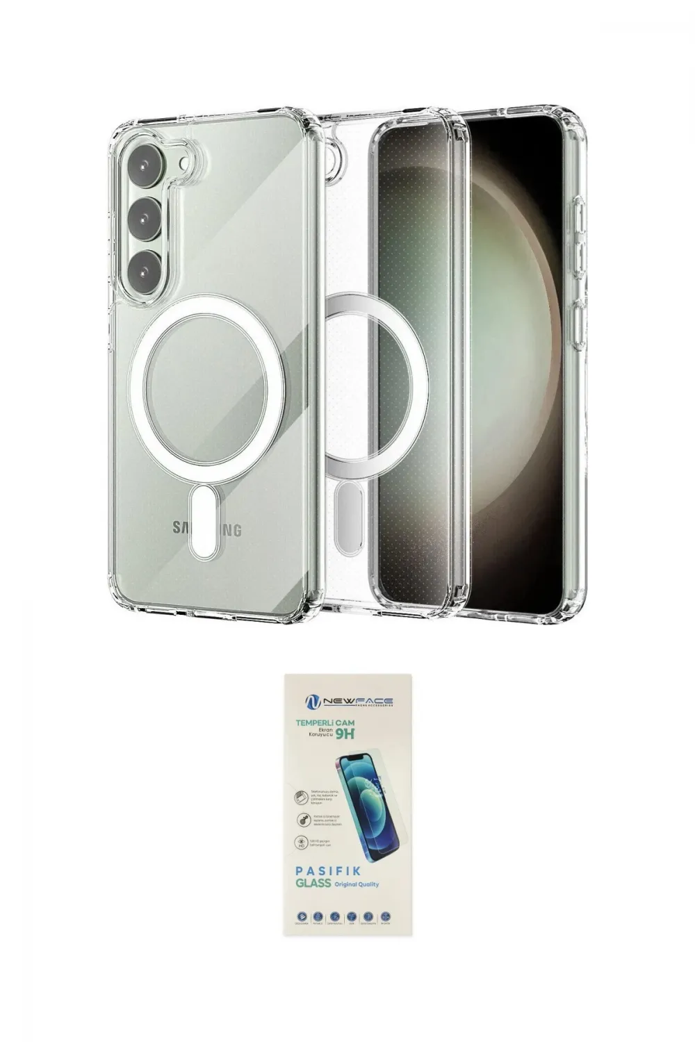 ieg™ Galaxy S23 Kılıf Ahenk Yansıma Prime - Şeffaf Pasifik Cam Ekran Koruyucu