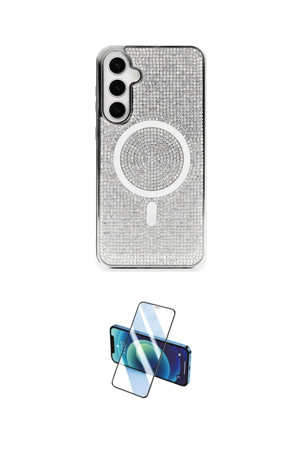 ieg™ Galaxy S23 Kılıf Eksen Çizgi - Siyah 3D Antistatik Cam Ekran Koruyucu