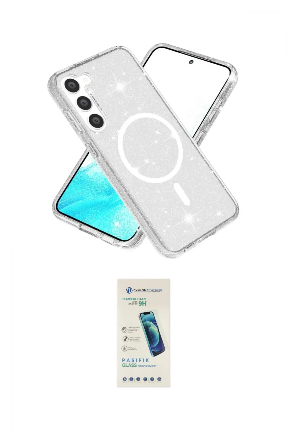 ieg™ Galaxy S23 Kılıf Nova Asil Prime - Şeffaf Pasifik Cam Ekran Koruyucu