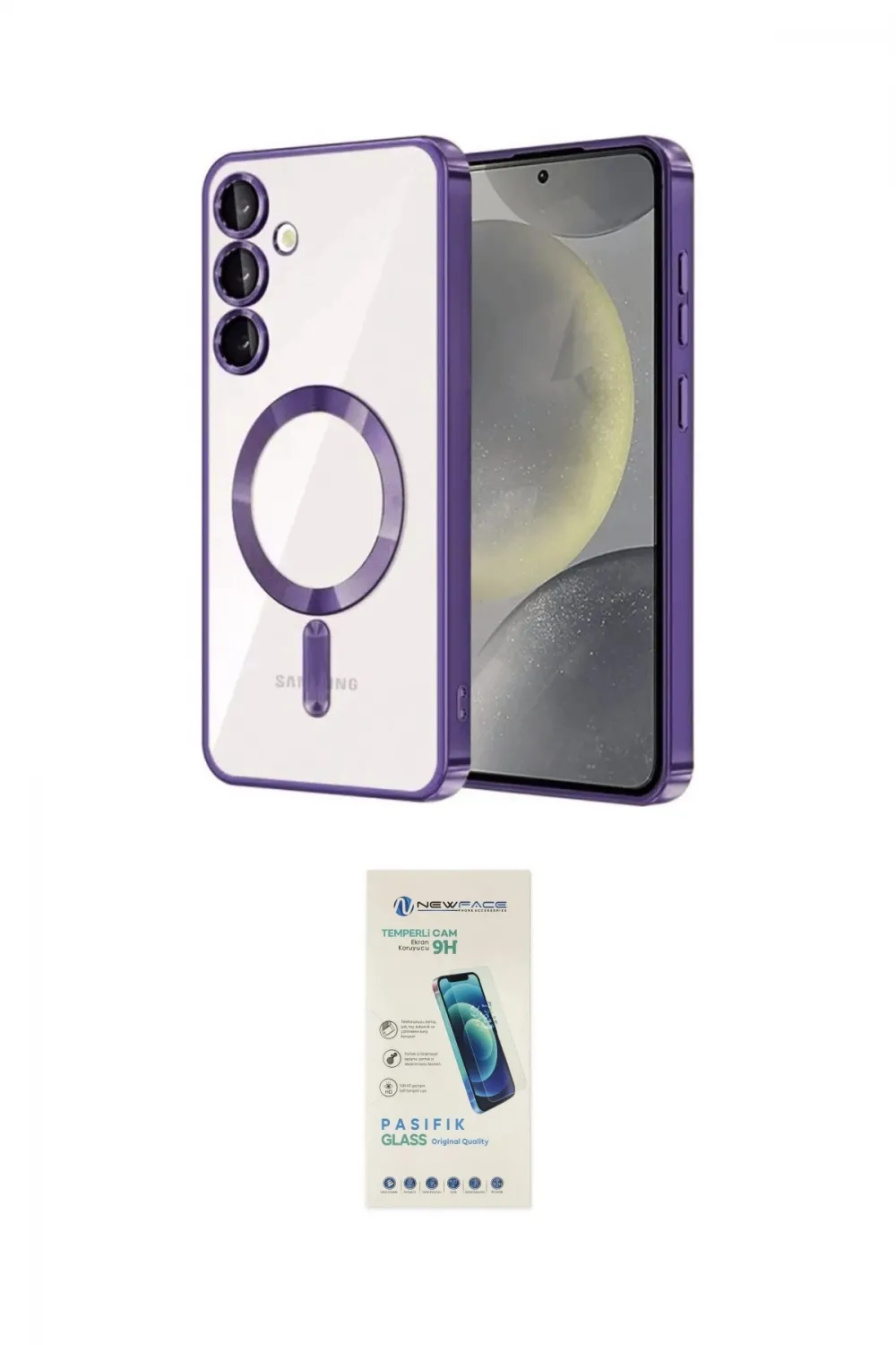 ieg™ Galaxy S23 Kılıf Nova Işık Özel Seri - Şeffaf Pasifik Cam Ekran Koruyucu