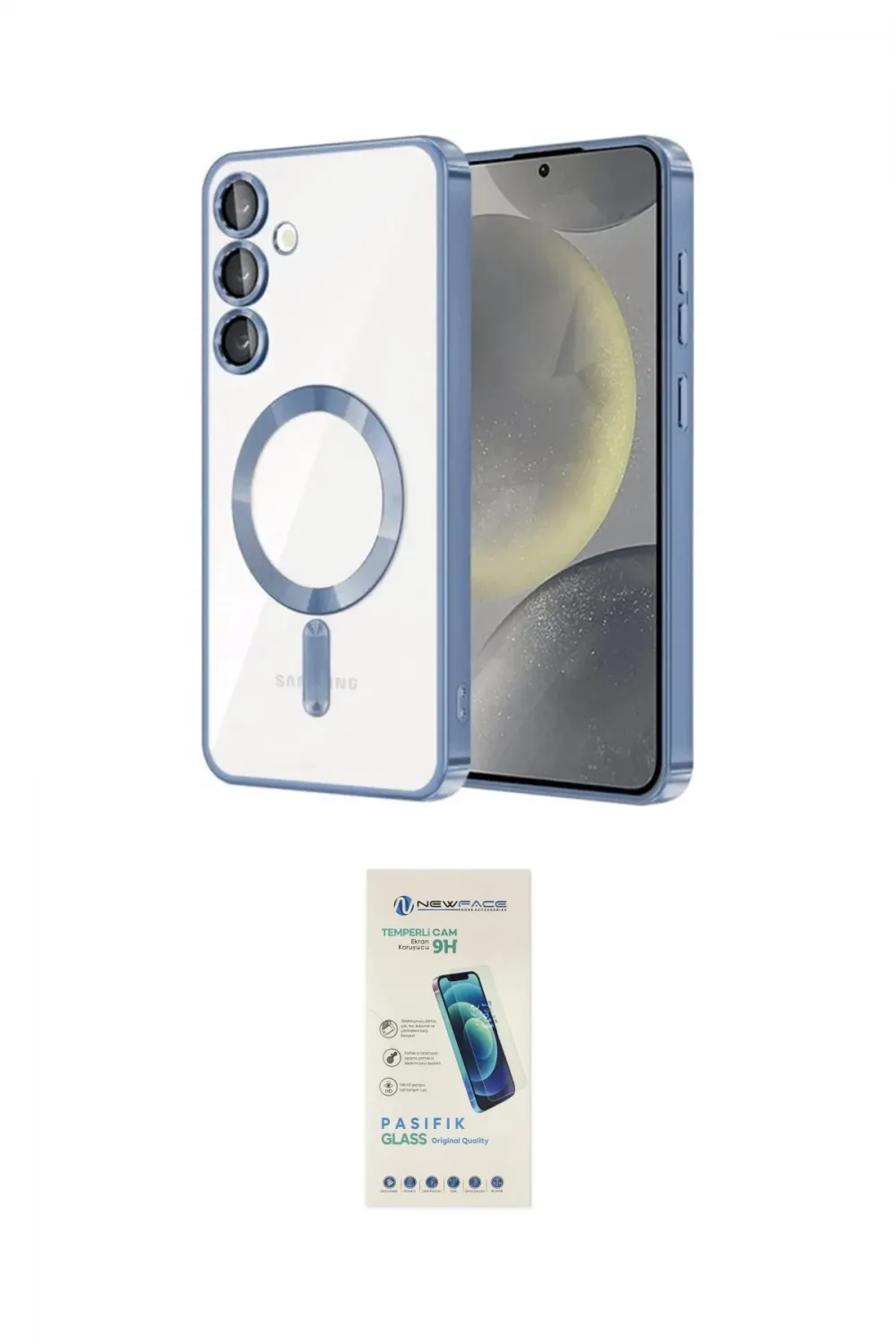 ieg™ Galaxy S23 Kılıf Nova Işık Özel Seri - Şeffaf Pasifik Cam Ekran Koruyucu