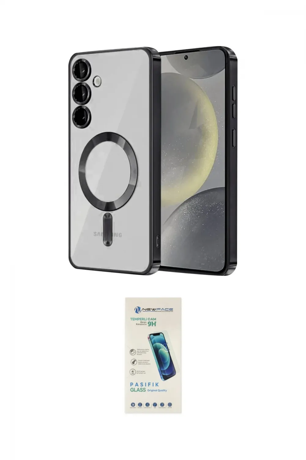 ieg™ Galaxy S23 Kılıf Nova Işık Özel Seri - Şeffaf Pasifik Cam Ekran Koruyucu