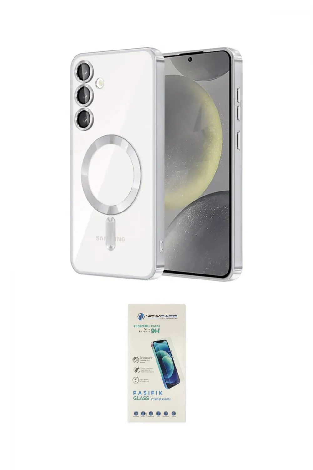 ieg™ Galaxy S23 Kılıf Nova Işık Özel Seri - Şeffaf Pasifik Cam Ekran Koruyucu