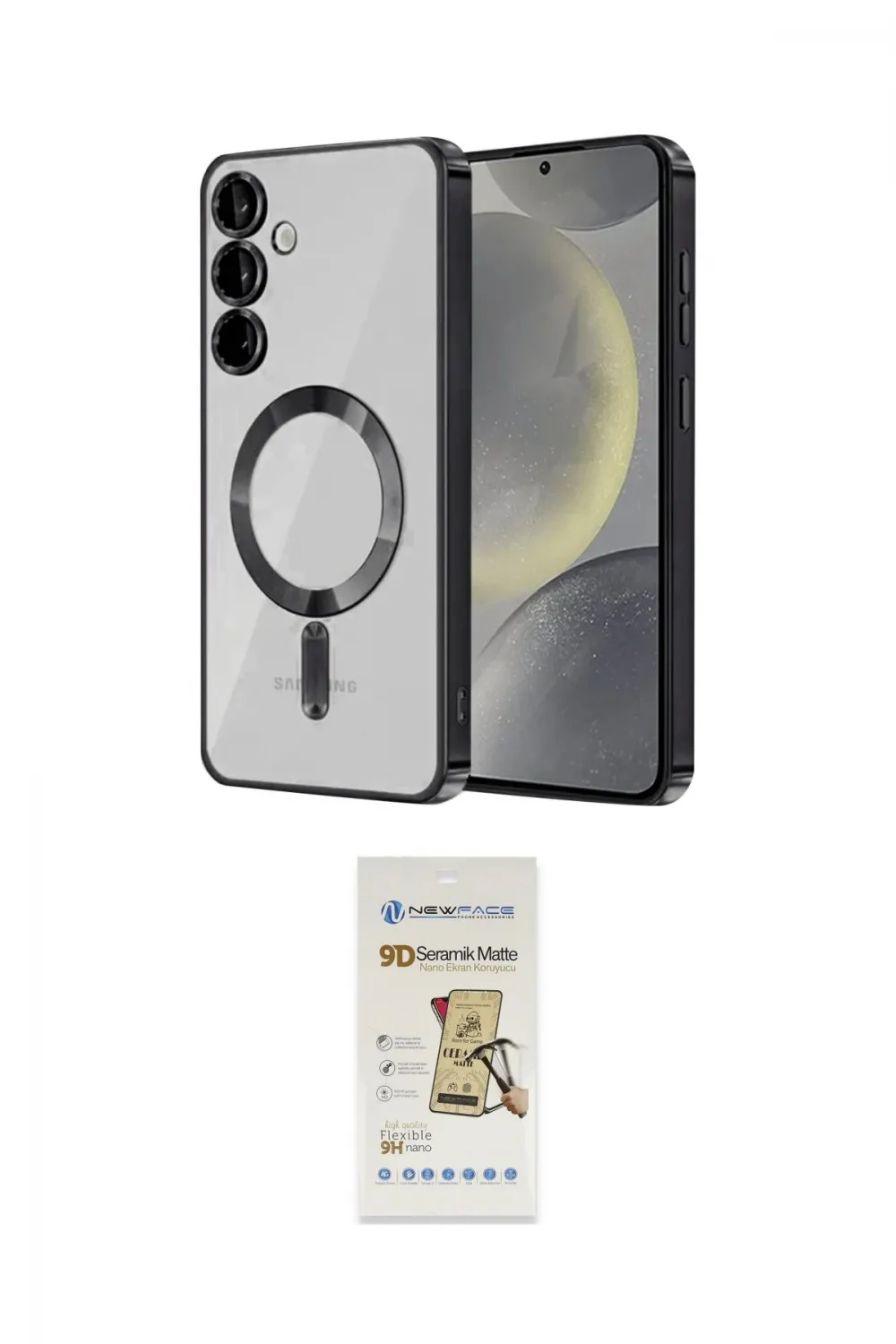ieg™ Galaxy S23 Kılıf Nova Işık Özel Seri - Siyah Mat Seramik Nano Ekran Koruyucu