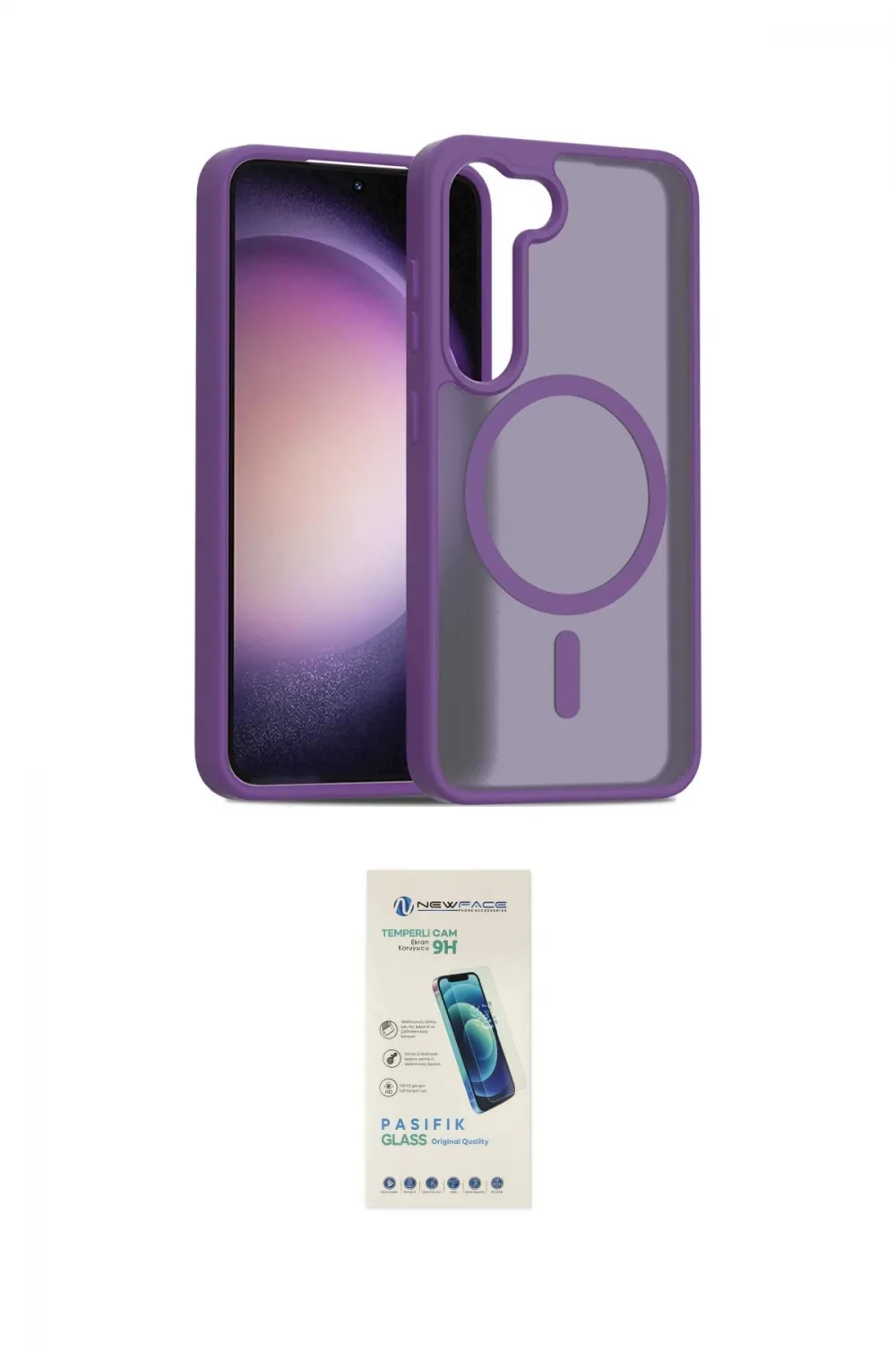 ieg™ Galaxy S23 Kılıf Siluet Minimal Prime - Şeffaf Pasifik Cam Ekran Koruyucu