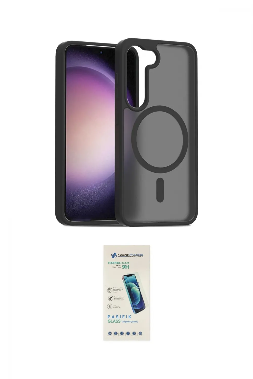 ieg™ Galaxy S23 Kılıf Siluet Minimal Prime - Şeffaf Pasifik Cam Ekran Koruyucu