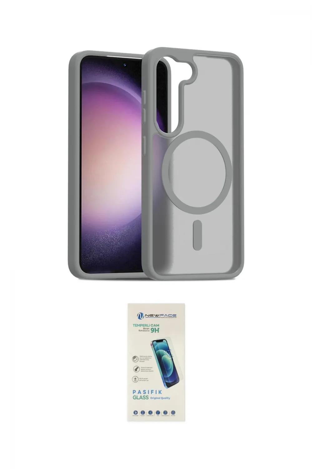 ieg™ Galaxy S23 Kılıf Siluet Minimal Prime - Şeffaf Pasifik Cam Ekran Koruyucu