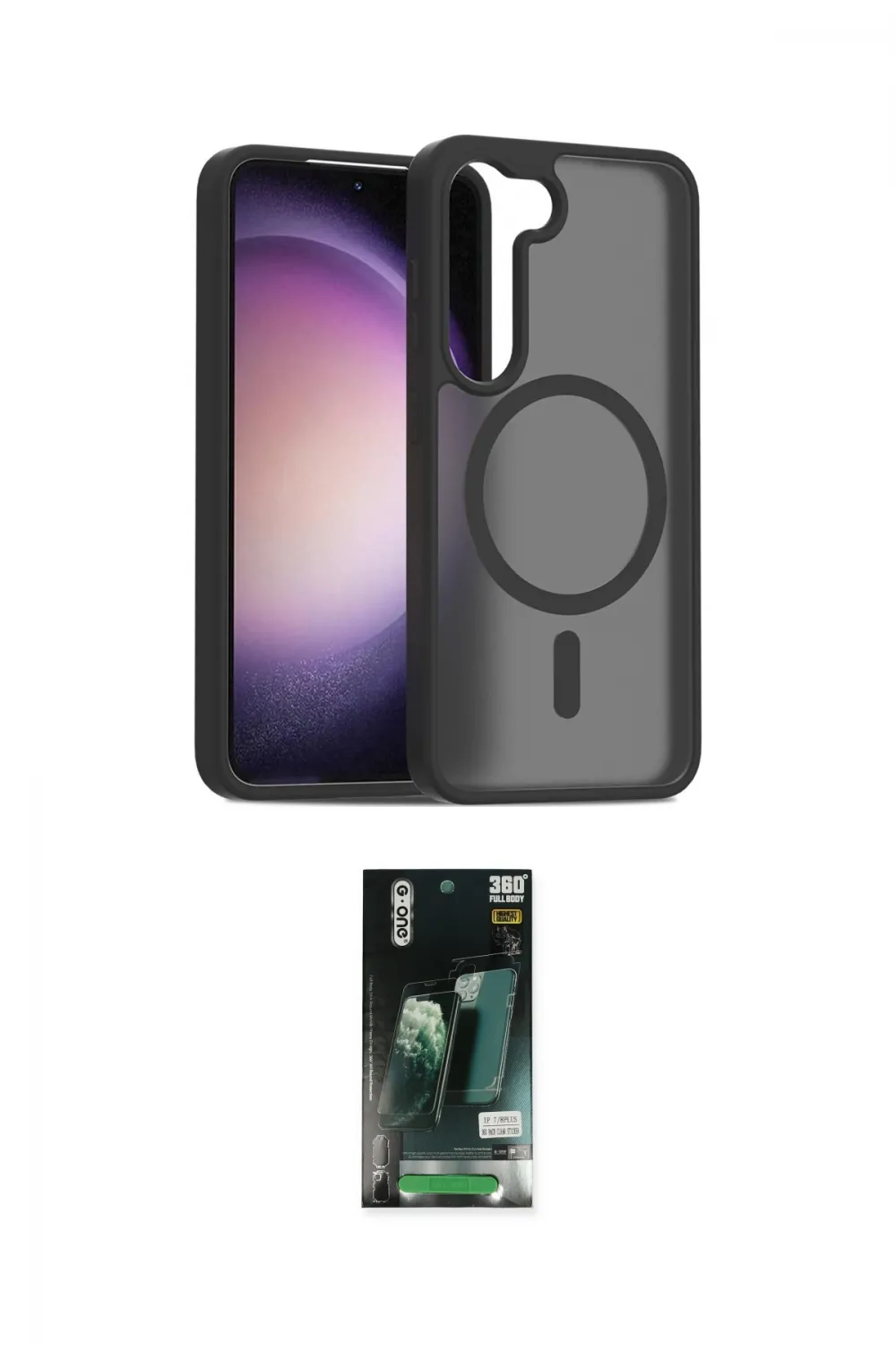 ieg™ Galaxy S23 Kılıf Siluet Minimal Prime - Siyah 360 Mat Full Body Arka Koruyucu