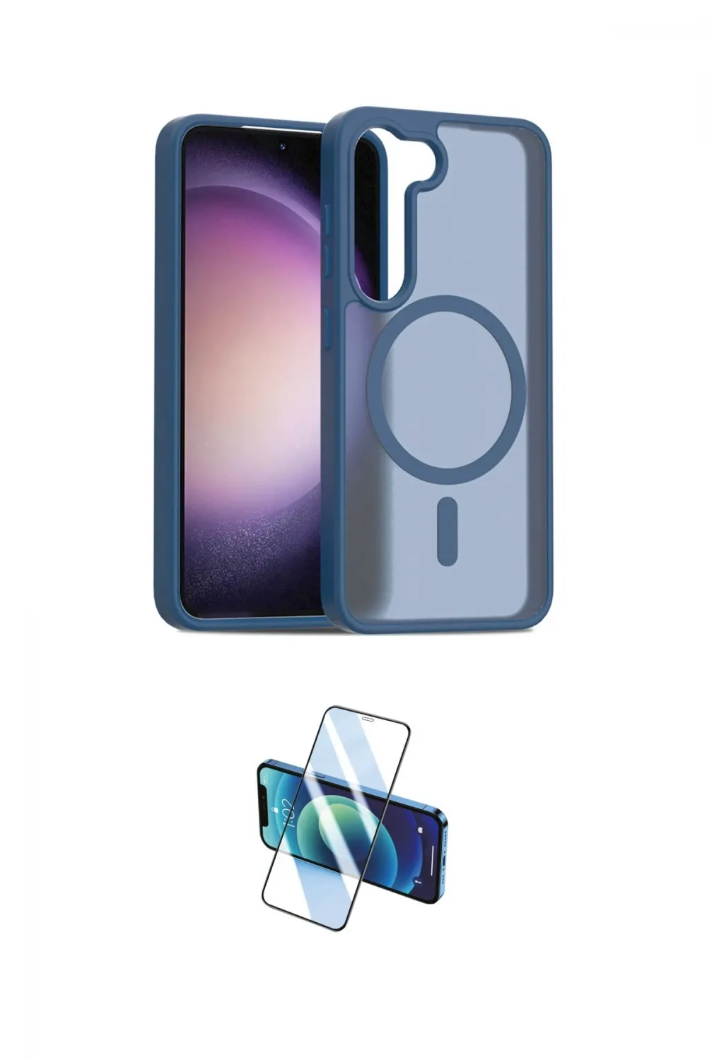 ieg™ Galaxy S23 Kılıf Siluet Minimal Prime - Siyah 3D Antistatik Cam Ekran Koruyucu