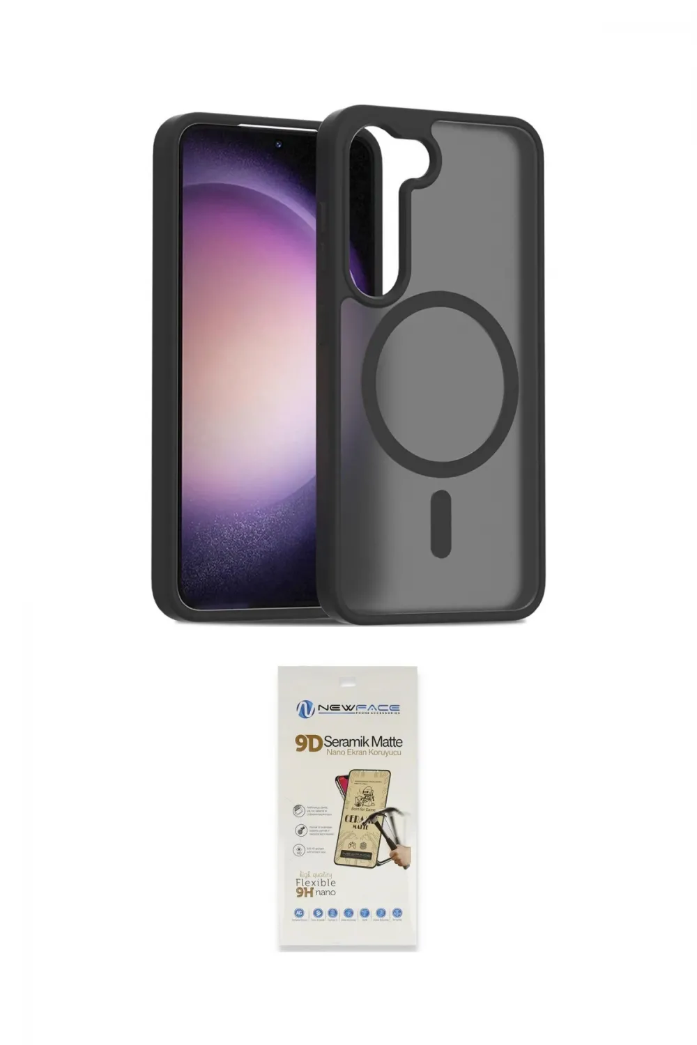 ieg™ Galaxy S23 Kılıf Siluet Minimal Prime - Siyah Mat Seramik Nano Ekran Koruyucu