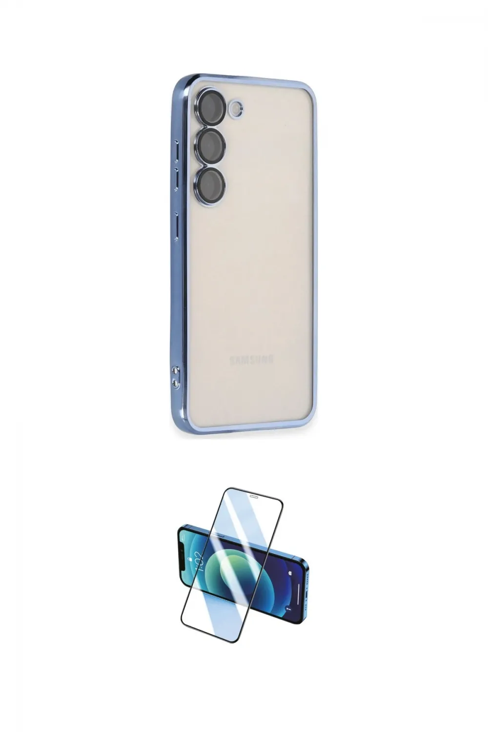 ieg™ Galaxy S23 Kılıf Vadi Minimal - Siyah 3D Antistatik Cam Ekran Koruyucu