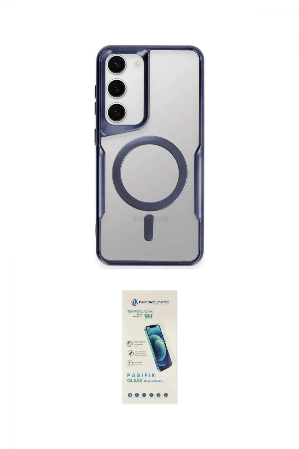 ieg™ Galaxy S23 Kılıf Yadigar Klasik Özel Seri - Şeffaf Pasifik Cam Ekran Koruyucu