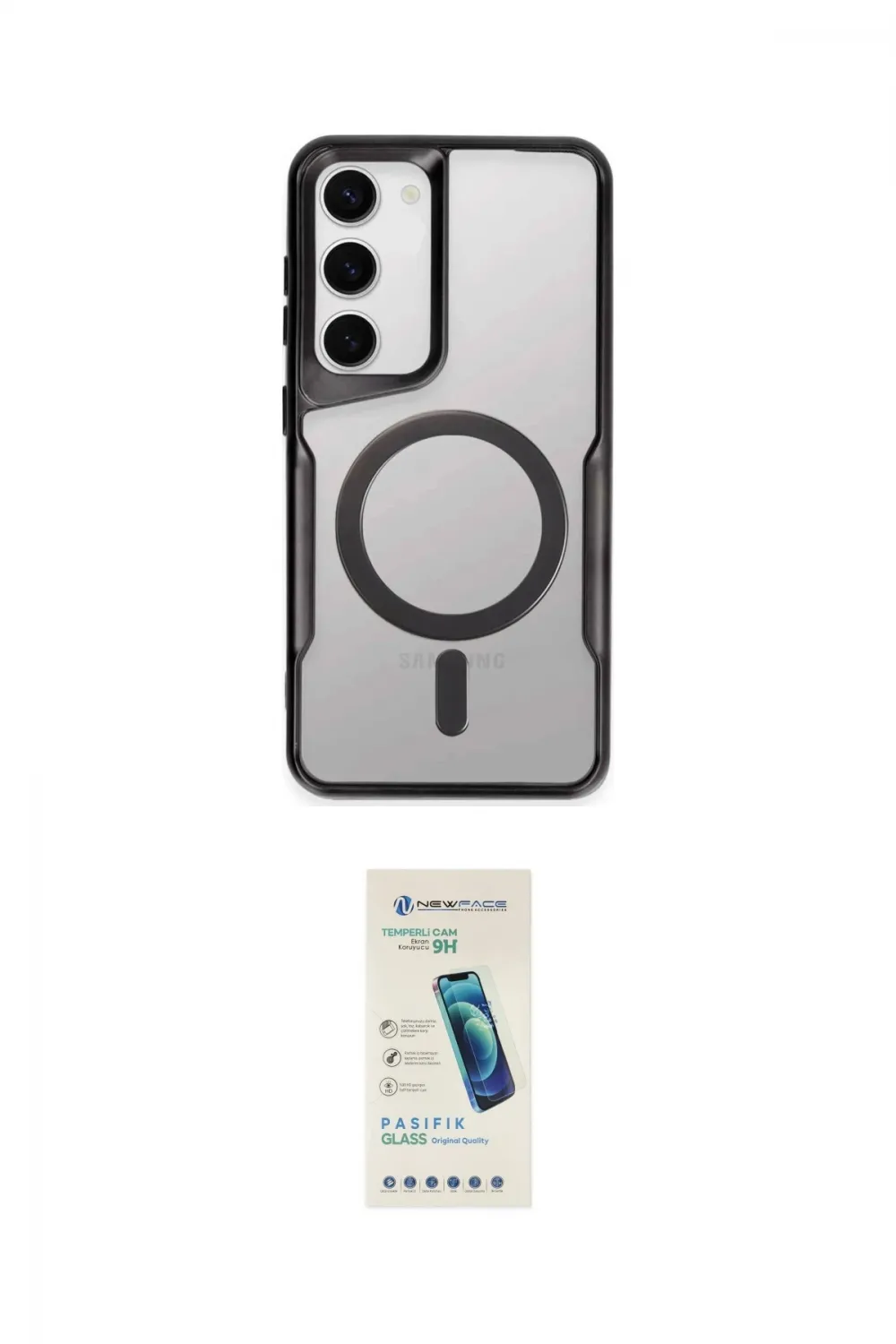 ieg™ Galaxy S23 Kılıf Yadigar Klasik Özel Seri - Şeffaf Pasifik Cam Ekran Koruyucu