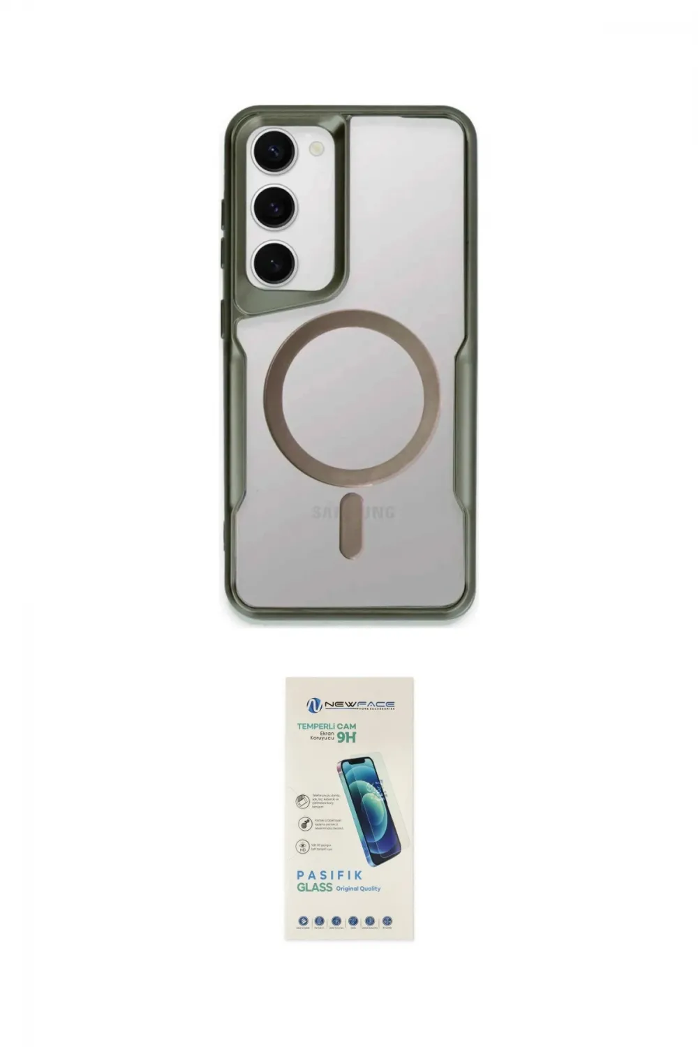 ieg™ Galaxy S23 Kılıf Yadigar Klasik Özel Seri - Şeffaf Pasifik Cam Ekran Koruyucu