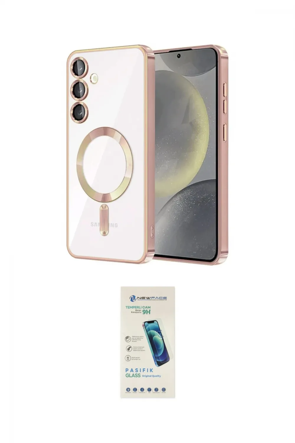 ieg™ Galaxy S23 Plus Kılıf Nova Işık Özel Seri - Şeffaf Pasifik Cam Ekran Koruyucu