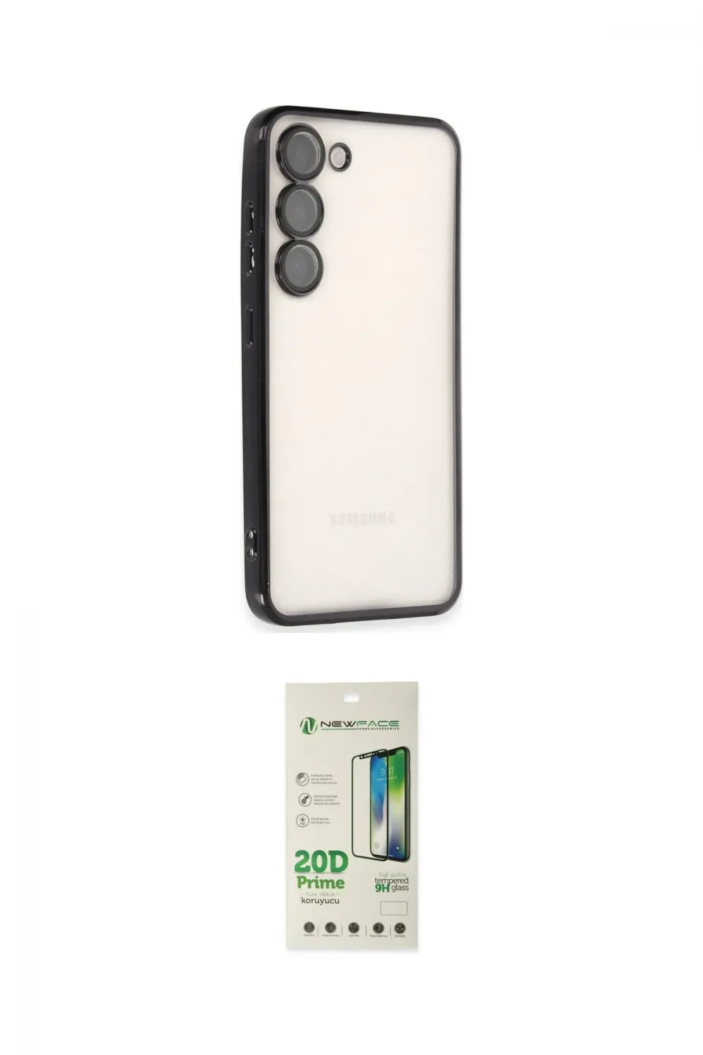 ieg™ Galaxy S23 Plus Kılıf Vadi Minimal - Siyah 20D Premium Cam Ekran Koruyucu