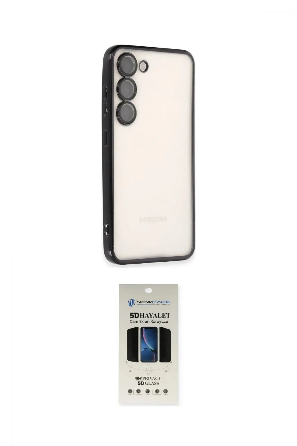 ieg™ Galaxy S23 Plus Kılıf Vadi Minimal - Siyah 5D Hayalet Cam Ekran Koruyucu