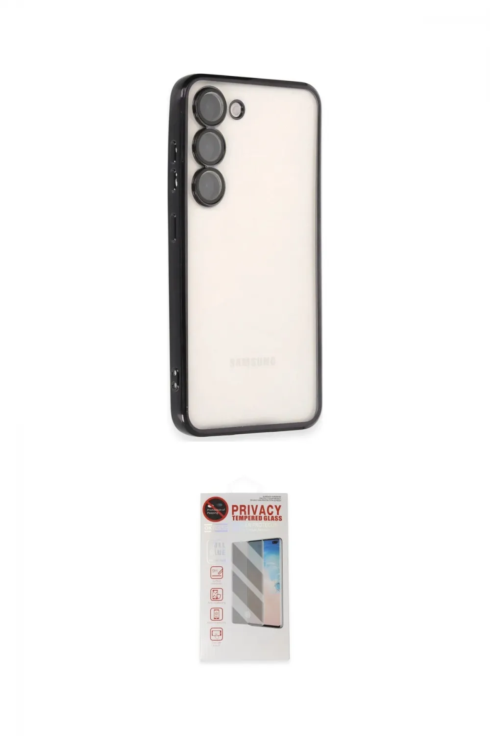 ieg™ Galaxy S23 Plus Kılıf Vadi Minimal - Siyah Hayalet Edge Cam Ekran Koruyucu