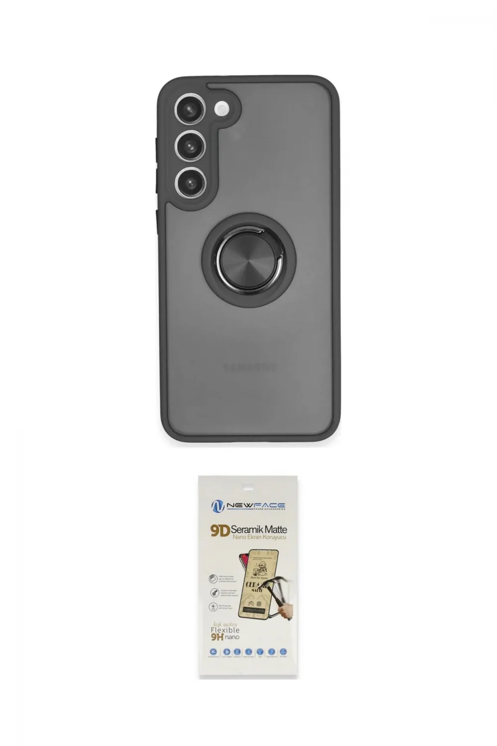 ieg™ Galaxy S23 Plus Kılıf Yörünge Çizgi - Siyah Mat Seramik Nano Ekran Koruyucu