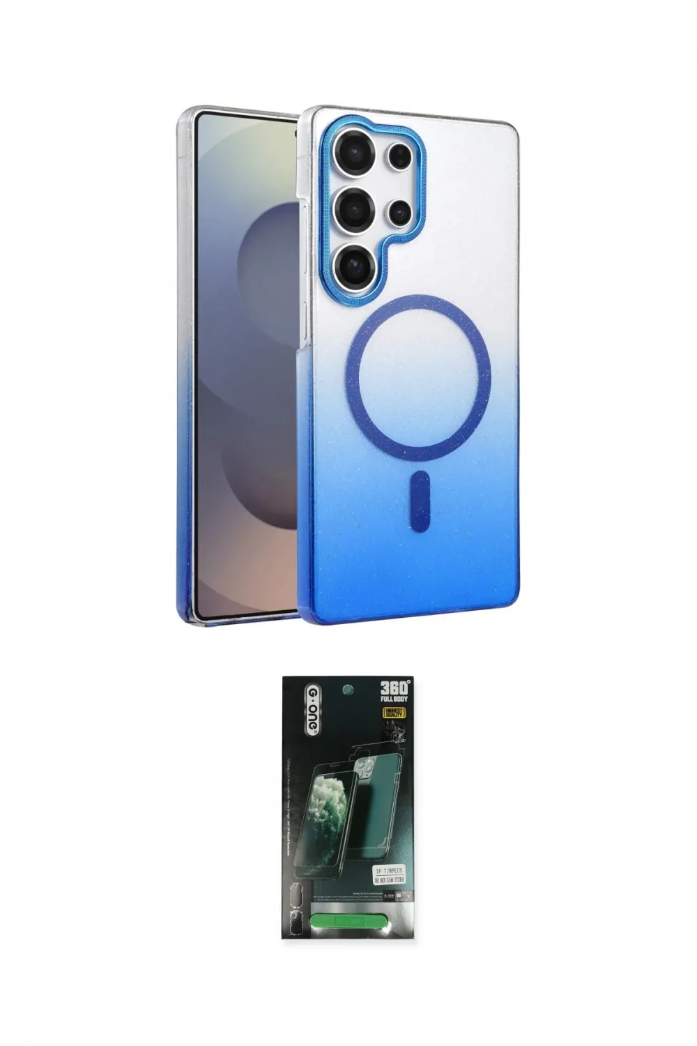 ieg™ Galaxy S23 Ultra Kılıf Ahenk Doku Özel Seri - Şeffaf 360 Full Body Arka Koruyucu