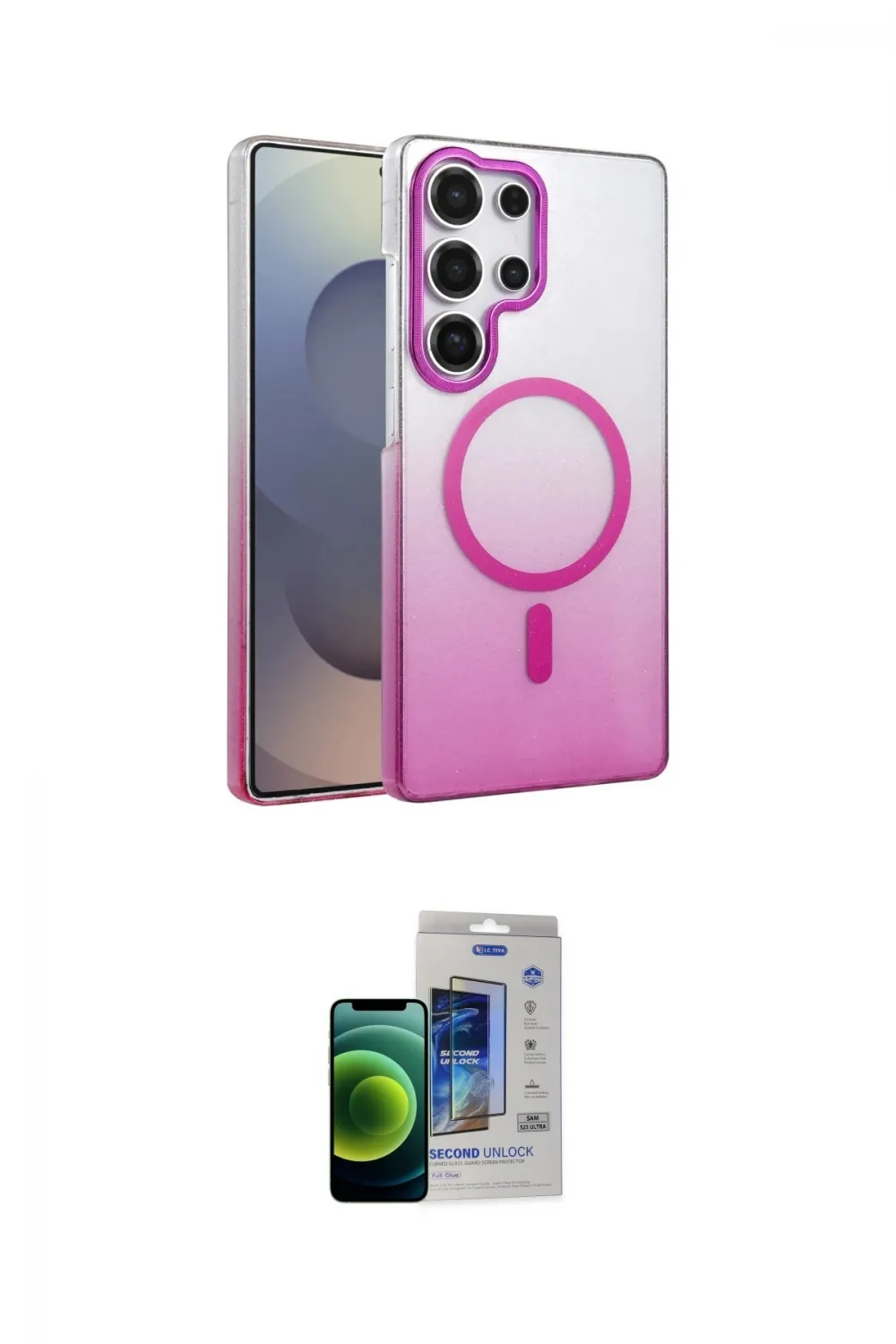 ieg™ Galaxy S23 Ultra Kılıf Ahenk Doku Özel Seri - Siyah Durable Full Glue Curved Cam
