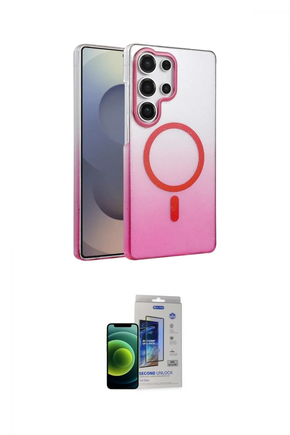 ieg™ Galaxy S23 Ultra Kılıf Ahenk Doku Özel Seri - Siyah Durable Full Glue Curved Cam