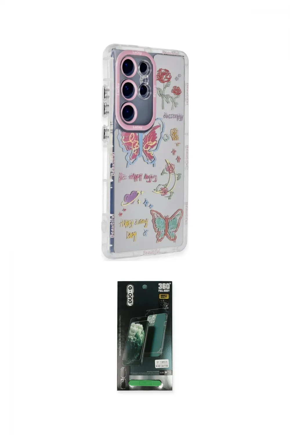ieg™ Galaxy S23 Ultra Kılıf Ahenk Modern Serisi - Şeffaf 360 Full Body Arka Koruyucu