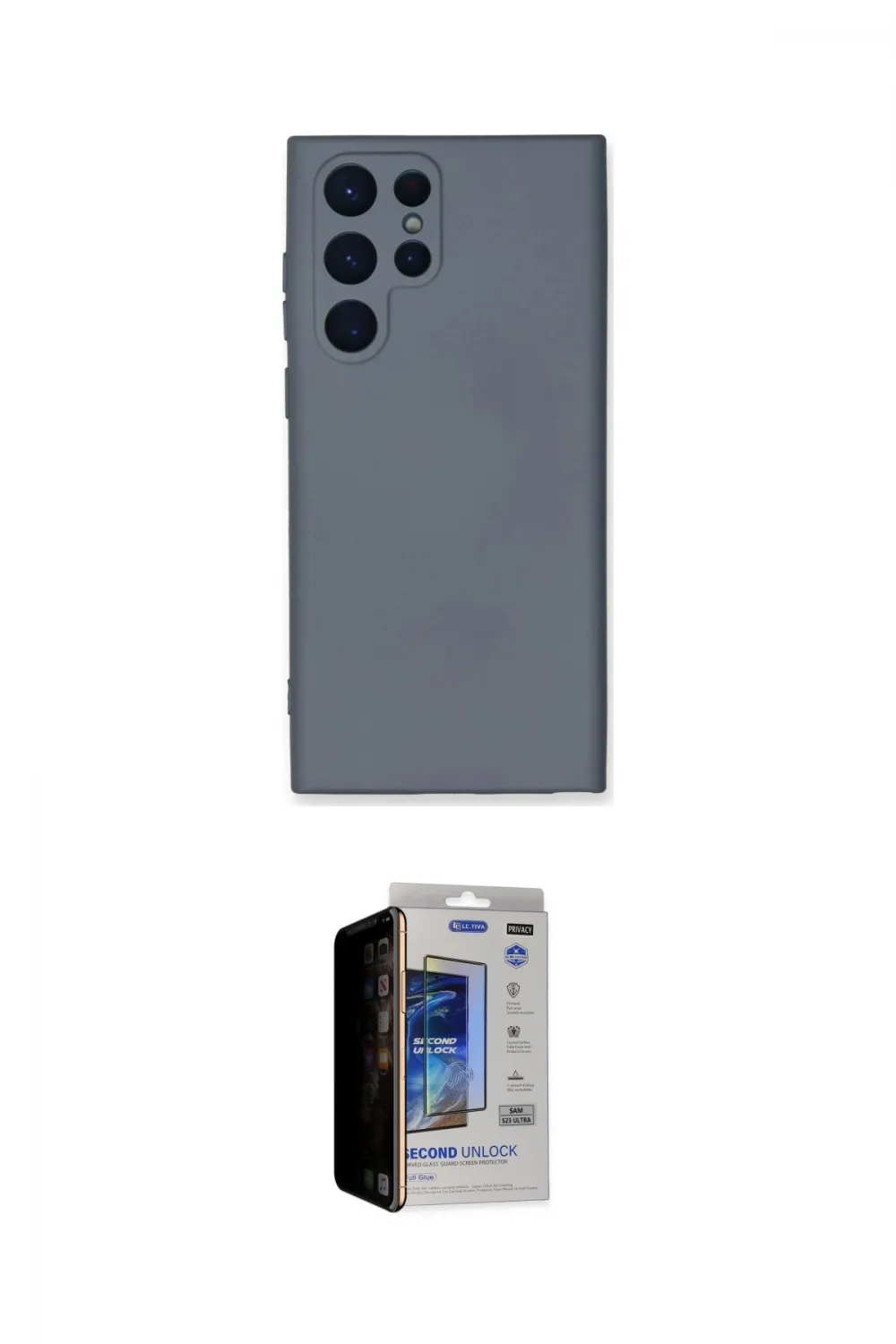 ieg™ Galaxy S23 Ultra Kılıf Ahenk Serisi - Siyah Durable Full Glue Curved Hayalet Cam