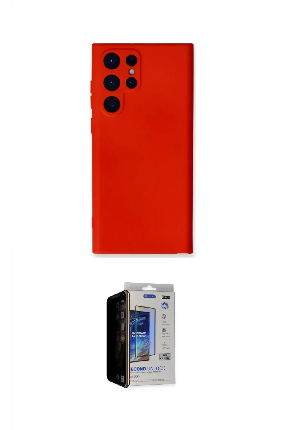 ieg™ Galaxy S23 Ultra Kılıf Ahenk Serisi - Siyah Durable Full Glue Curved Hayalet Cam