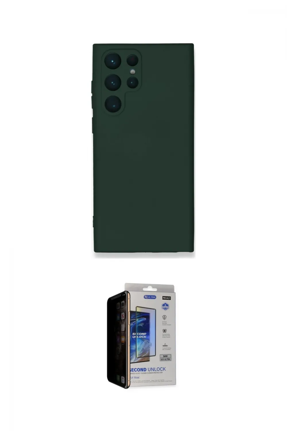 ieg™ Galaxy S23 Ultra Kılıf Ahenk Serisi - Siyah Durable Full Glue Curved Hayalet Cam